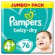Baby Dry Size 4+ Maxi+ 9-18kg Jumbo Pack (76 Nappies). 