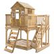Silverton Raised Wooden Cubby House with Rock Climbing Wall