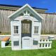 White Teddy Cubby House with Picket Fence and Floor